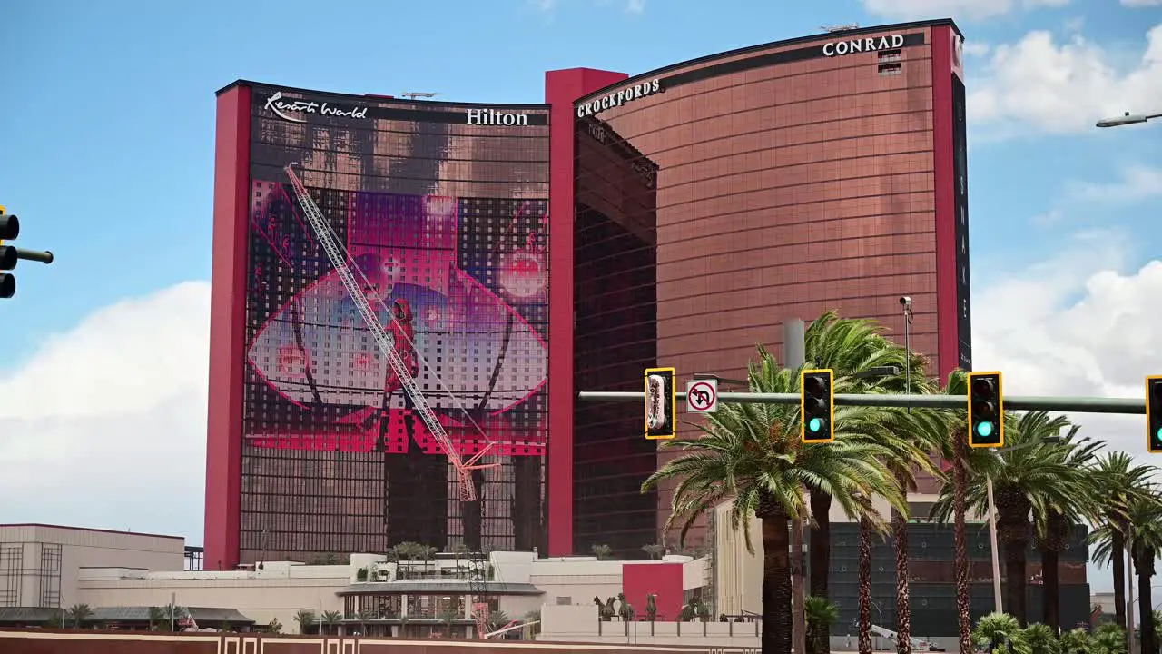 Crain working near new Resorts World Hotel and Casino on the Las Vegas Strip