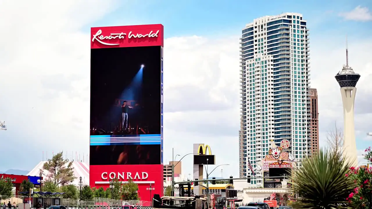 LED sign for Resorts World on the Las Vegas Strip