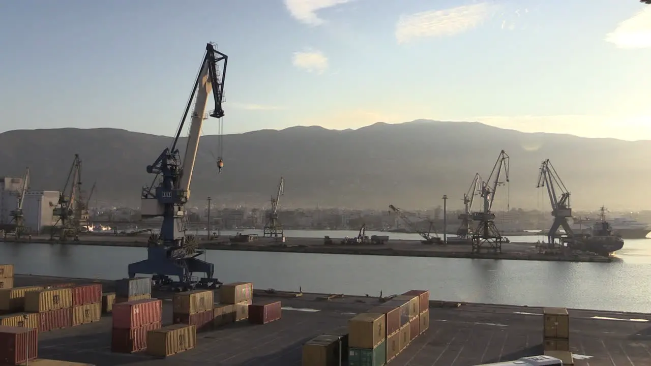 Greece Velos docks with crane