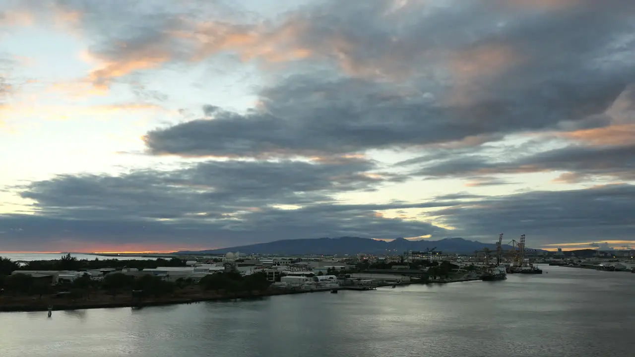 Oahu Honolulu Harbor With Clouds