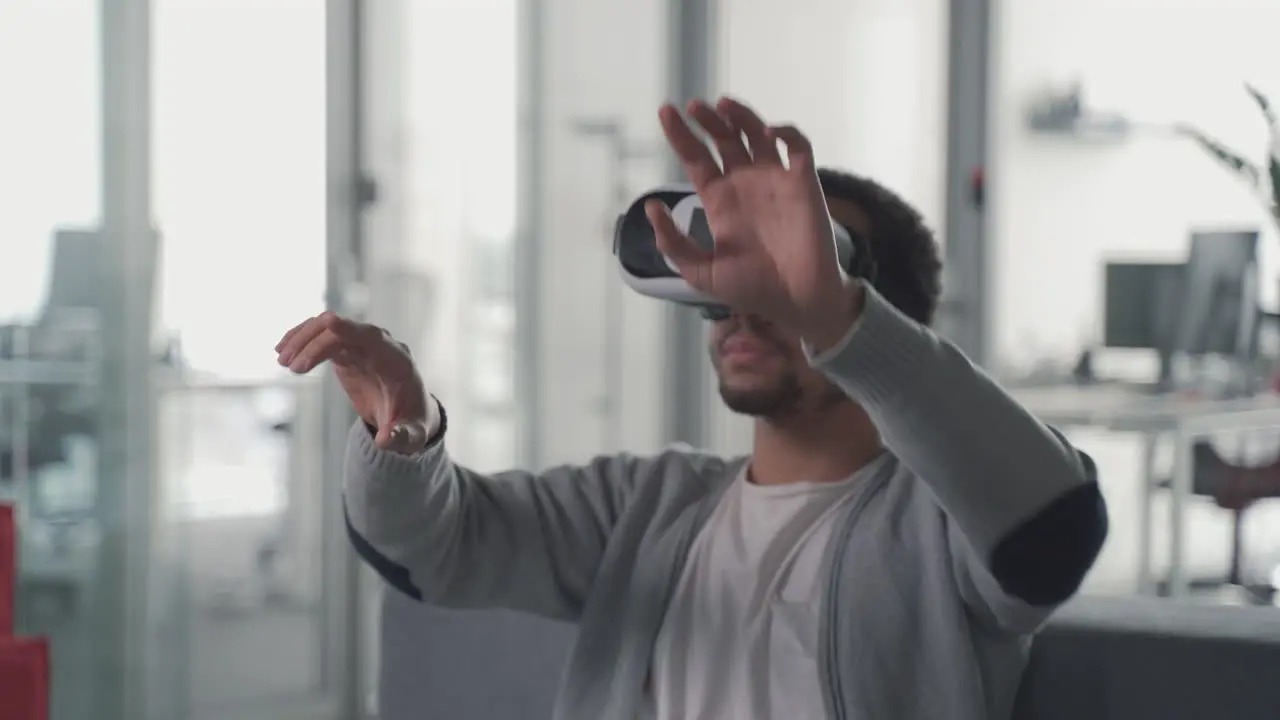 A Young Black Surfs With Vr Goggles