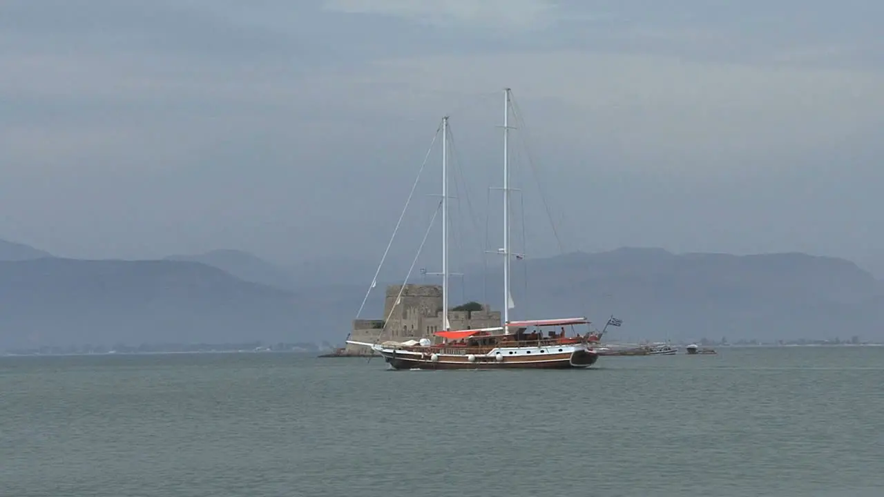 Nafplion castle and sailboat Greece