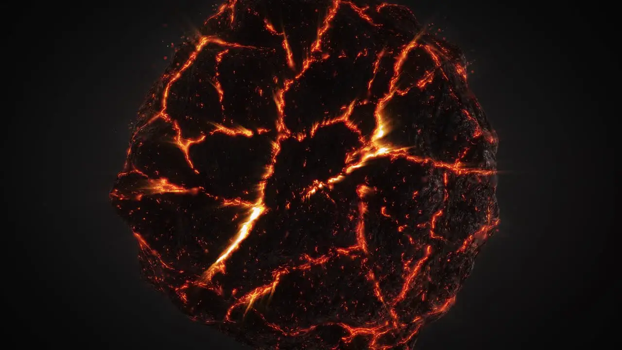 Fiery Lava Ball Rotating 3D Abstract closeup shot