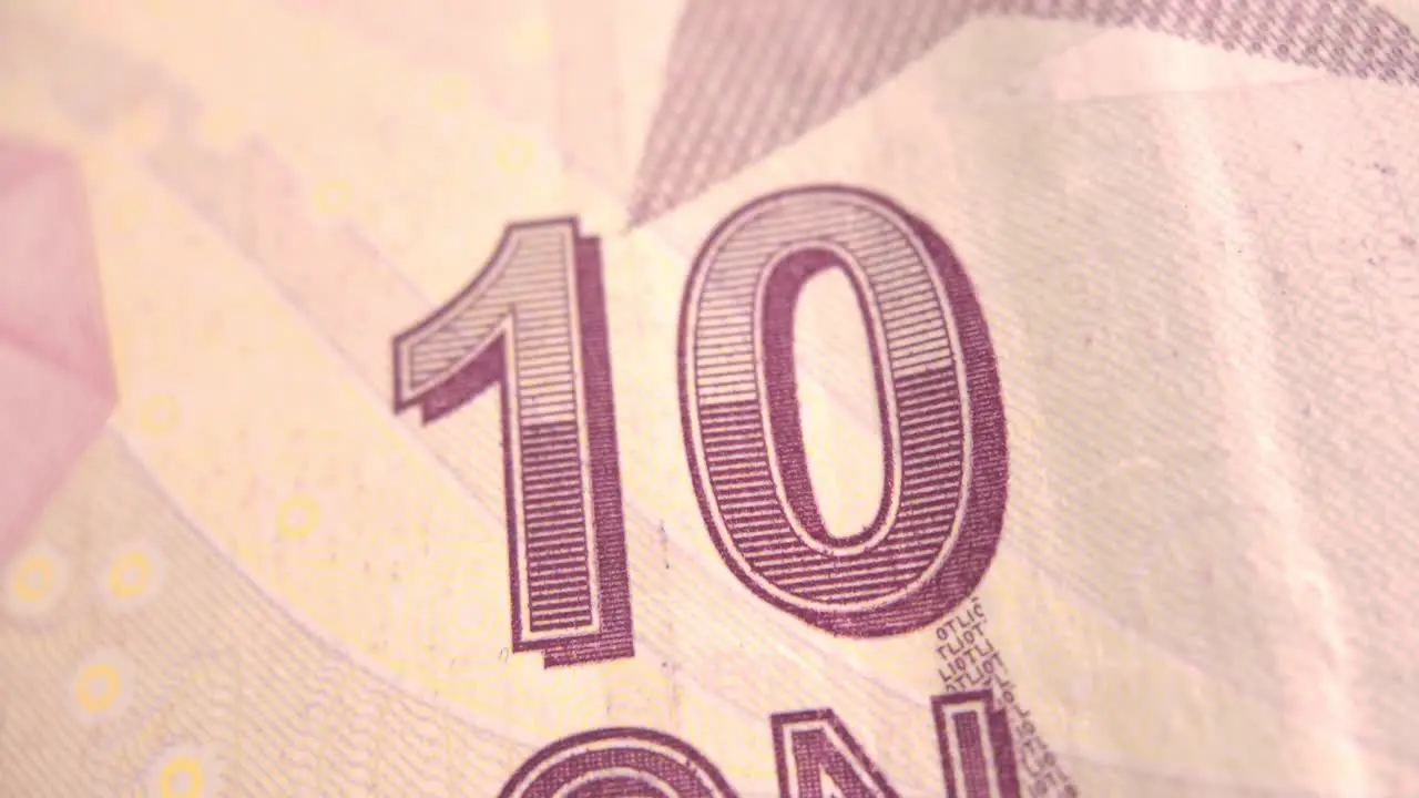 10 Turkish Lira close-up shot