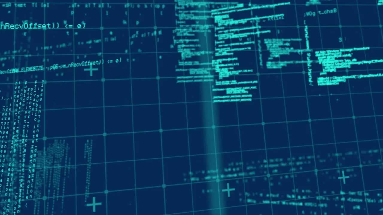 Animation of data processing on navy background