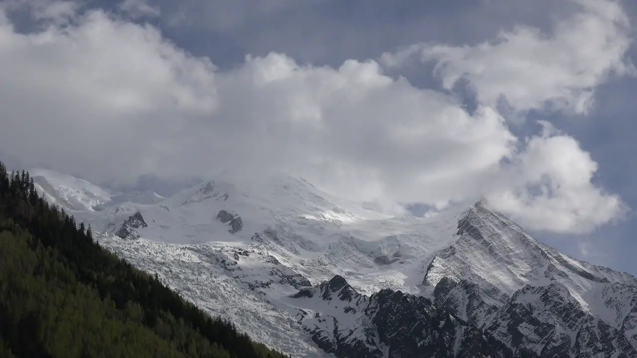 France Mont Blanc Clouds Hover Over Glacier