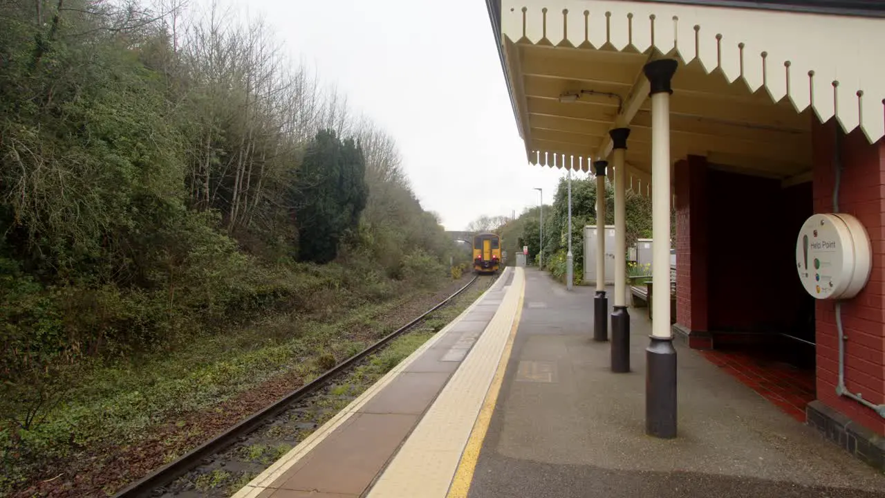 Train going though Perranwell Train Station heading to Turo