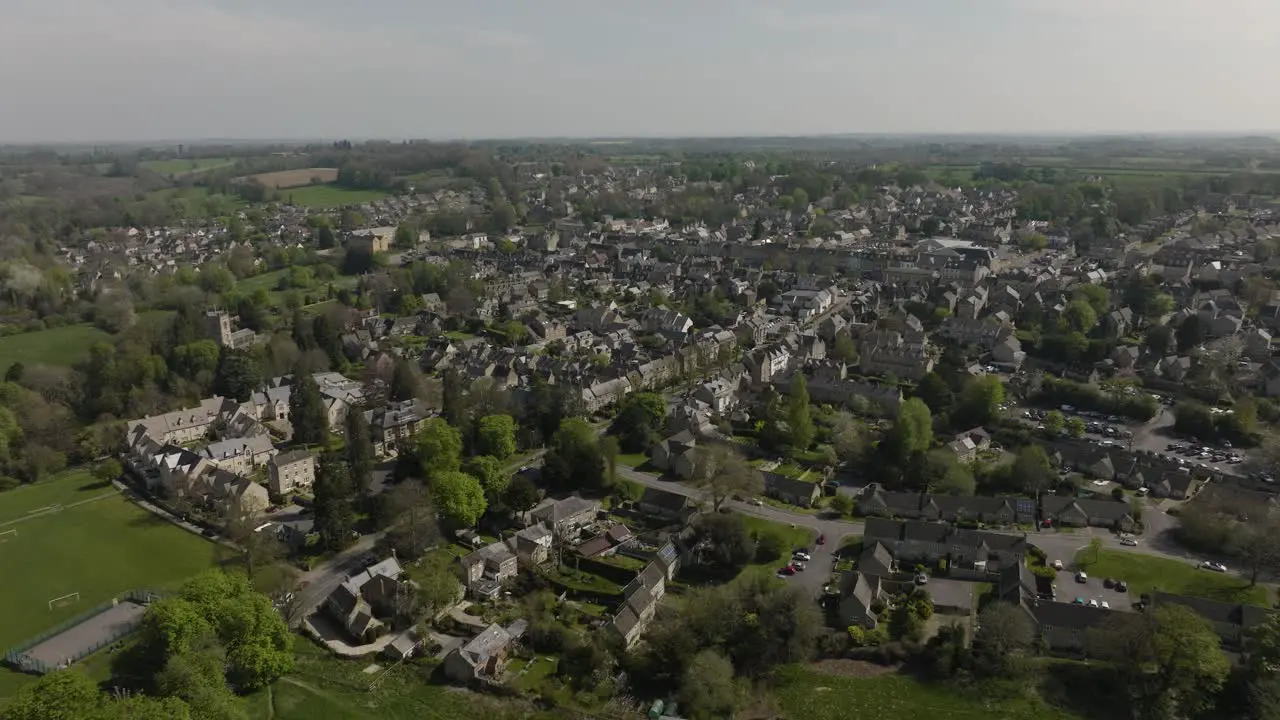 Chipping Norton Cotswold Town Aerial View Spring Season Goodbye Shot