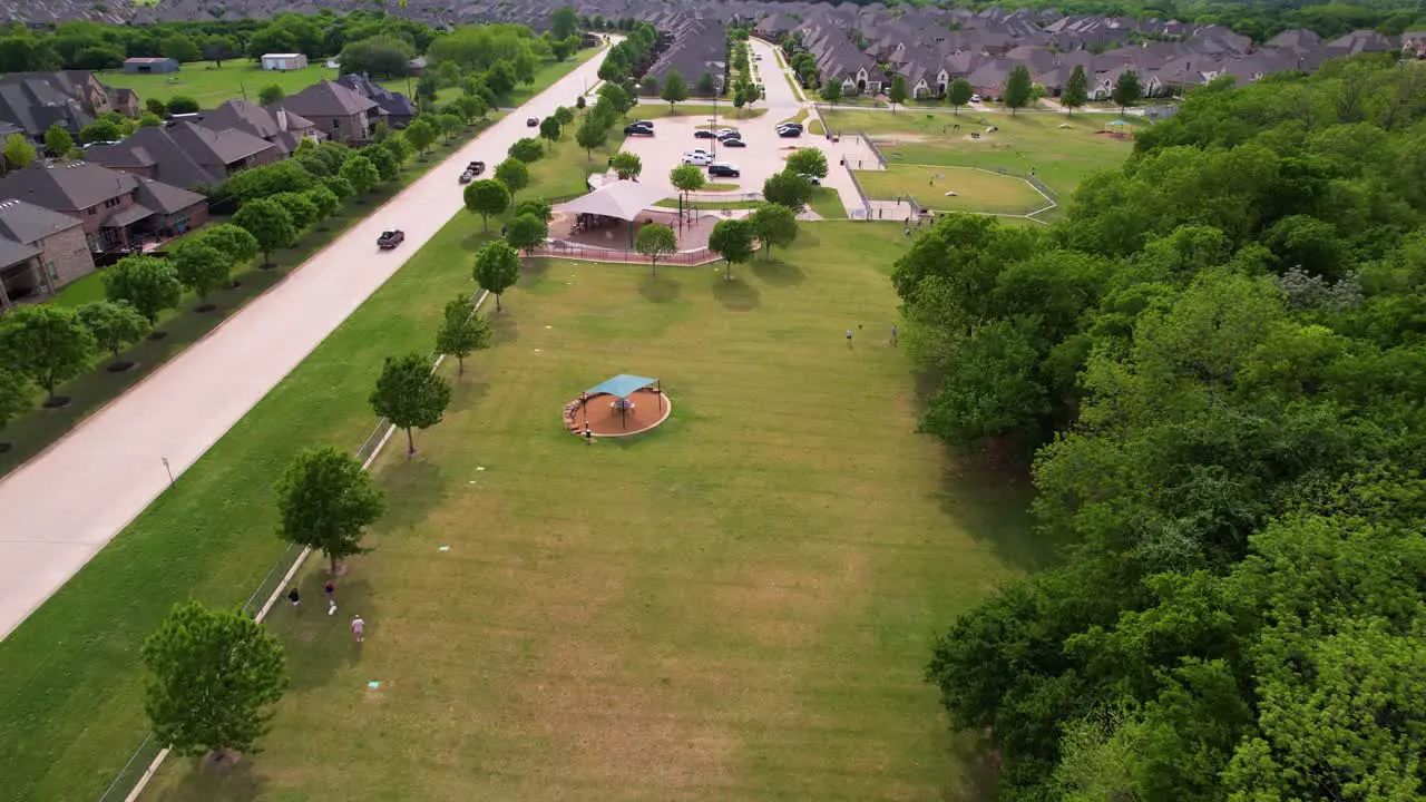 Aerial footage of Freedom Dog Park located in Trophy Club Texas