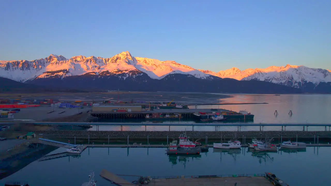 Beautiful view of mountains in Seward Alaska at sunset