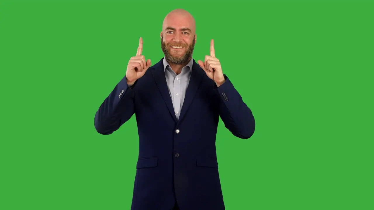 Pointing up on green screen