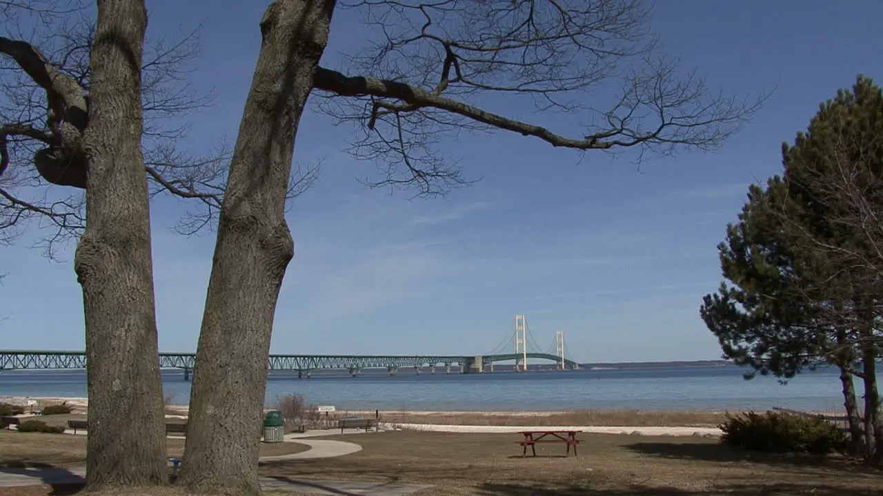 Michigan Mackinac Bridge in distance