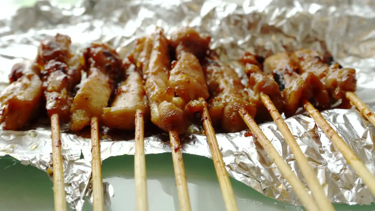 indonesian tasty food chicken satay or grilled chicken skewer