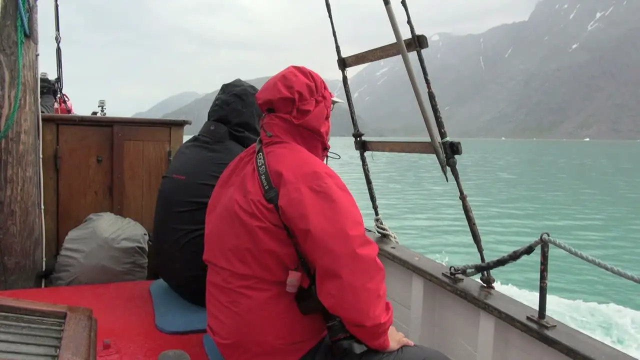 Greenland ice fjord photographer in red s43