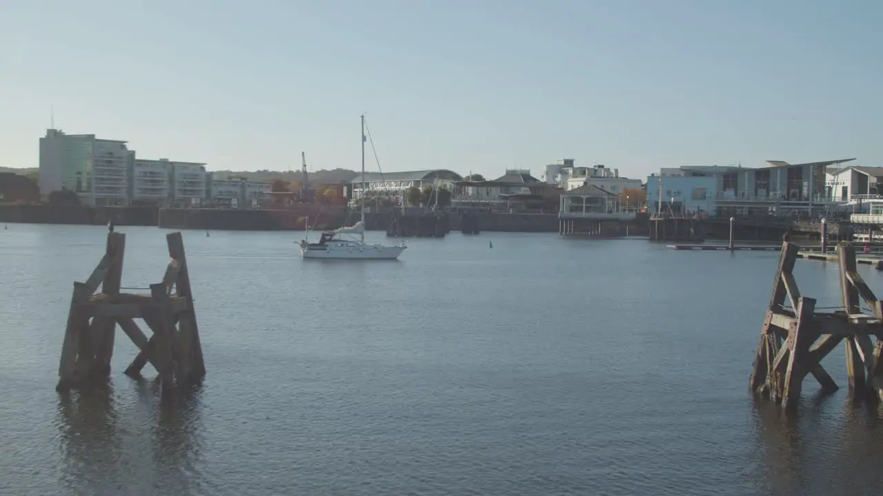 View Across Cardiff Bay In Wales With Boats And Accommodation 2