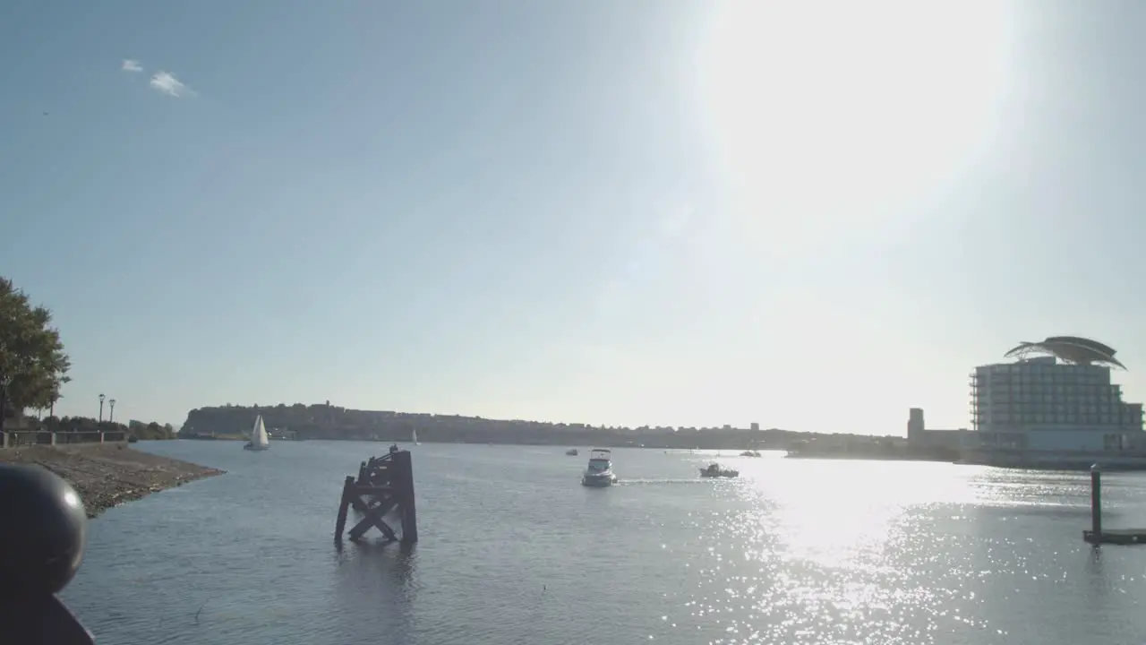 View Across Cardiff Bay In Wales With Boats And Accommodation 1