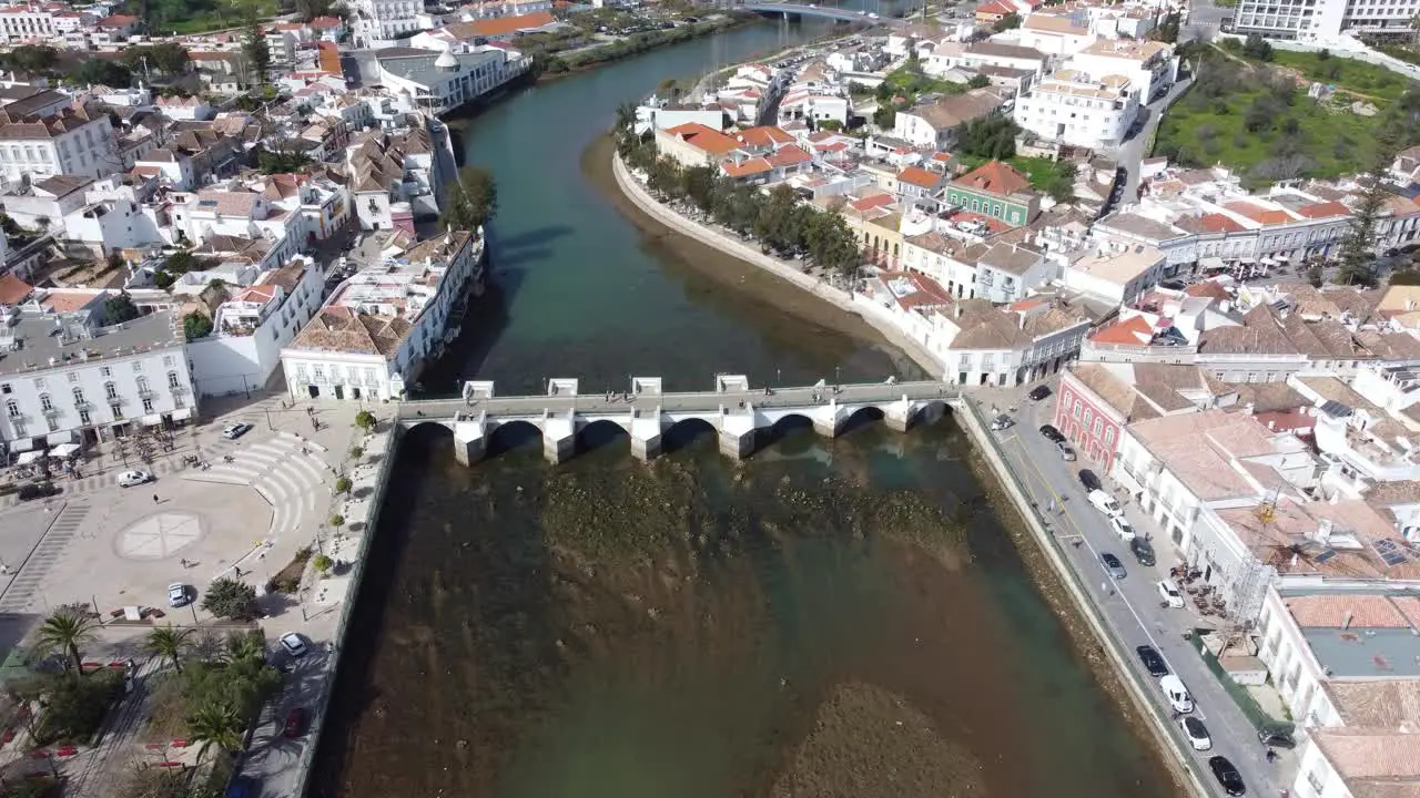 Ponte Romana Bridge over the Galao River the centre of the old town of Tavira Algarve Portugal