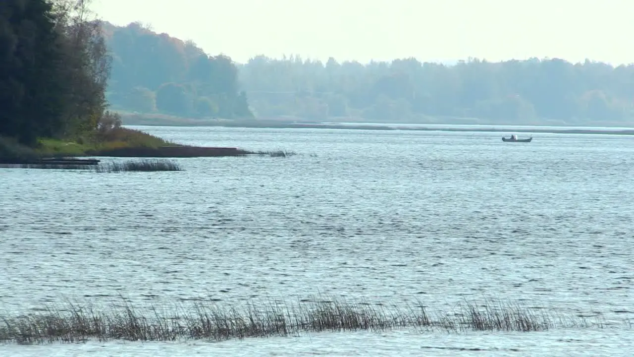 A Boat Crossing River Daugava near Katlakalns