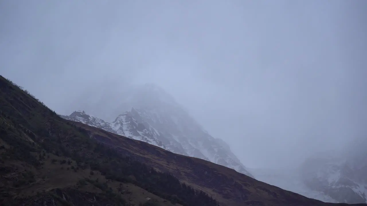 A cloud time-lapse over the snow peaks of the Himalaya Mountains