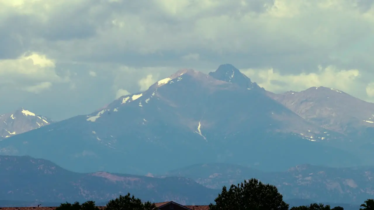 A distant rocky mountain peak weathers as the clouds roil over in this time lapse