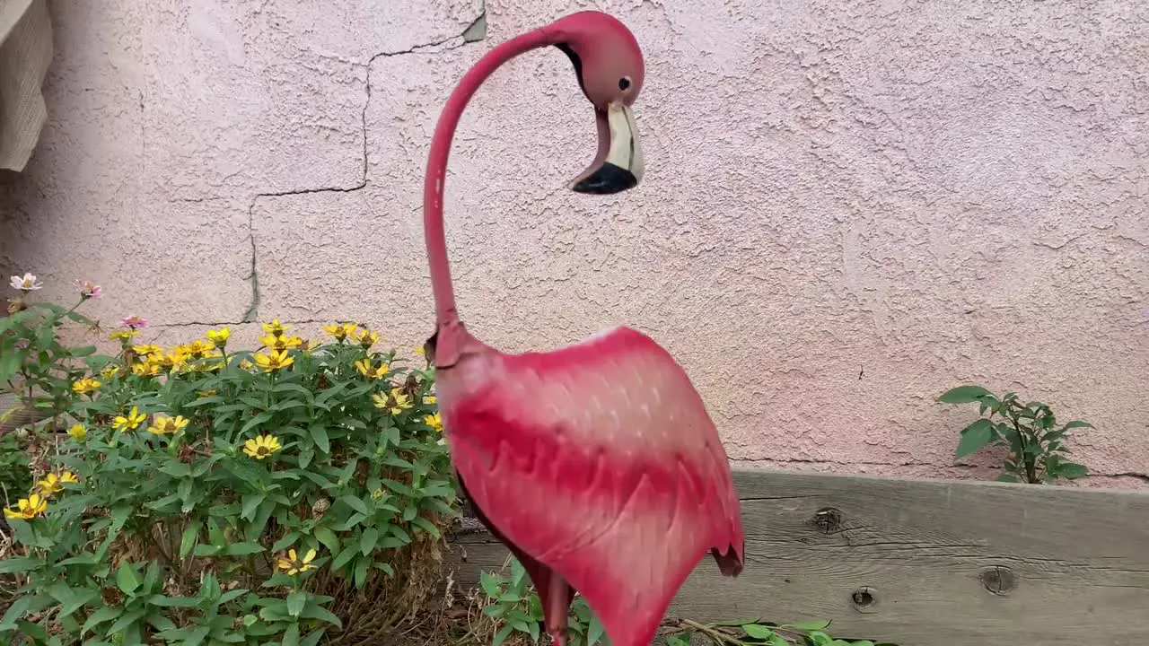 flamingo garden decoration with flowers