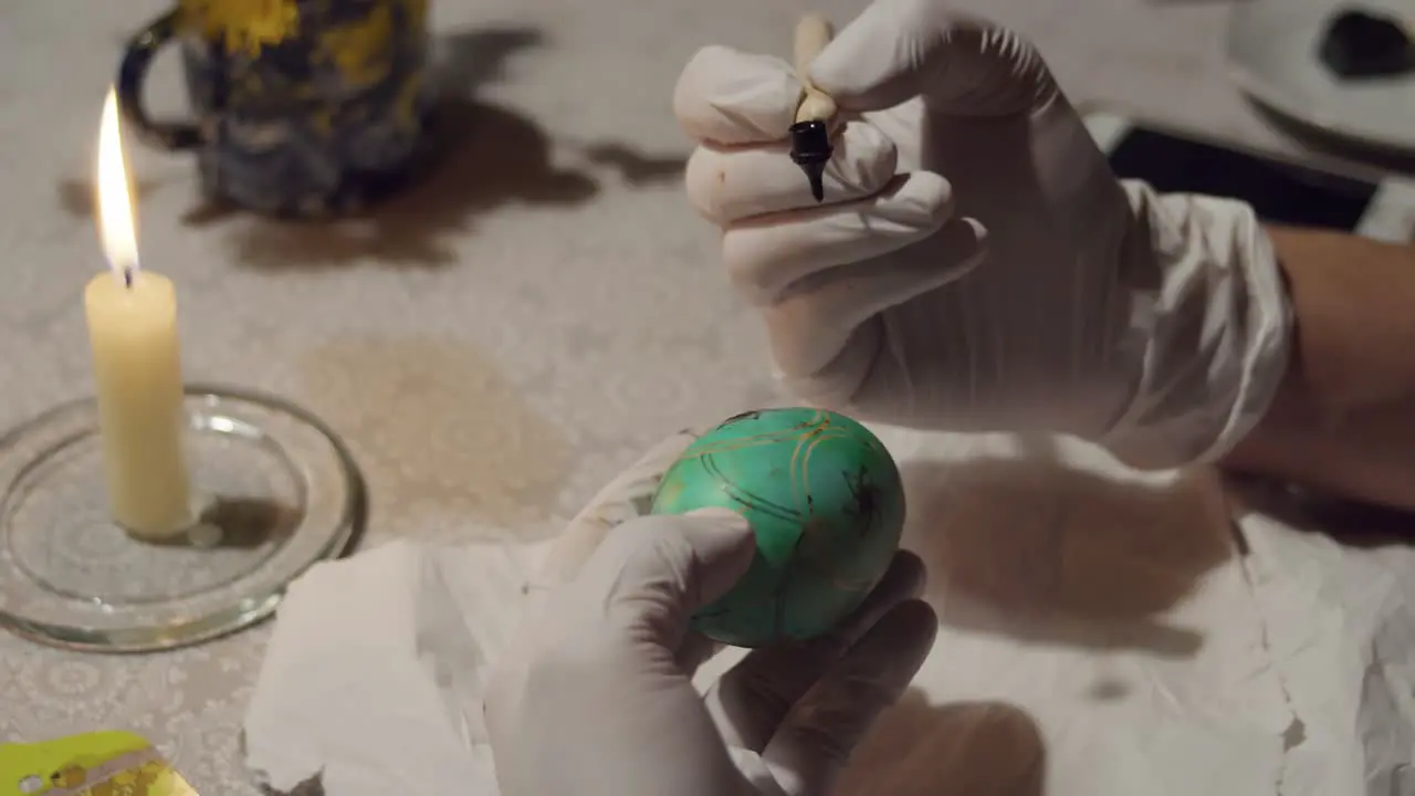 Decorating Easter eggs using the traditional Ukrainian Pysanka method