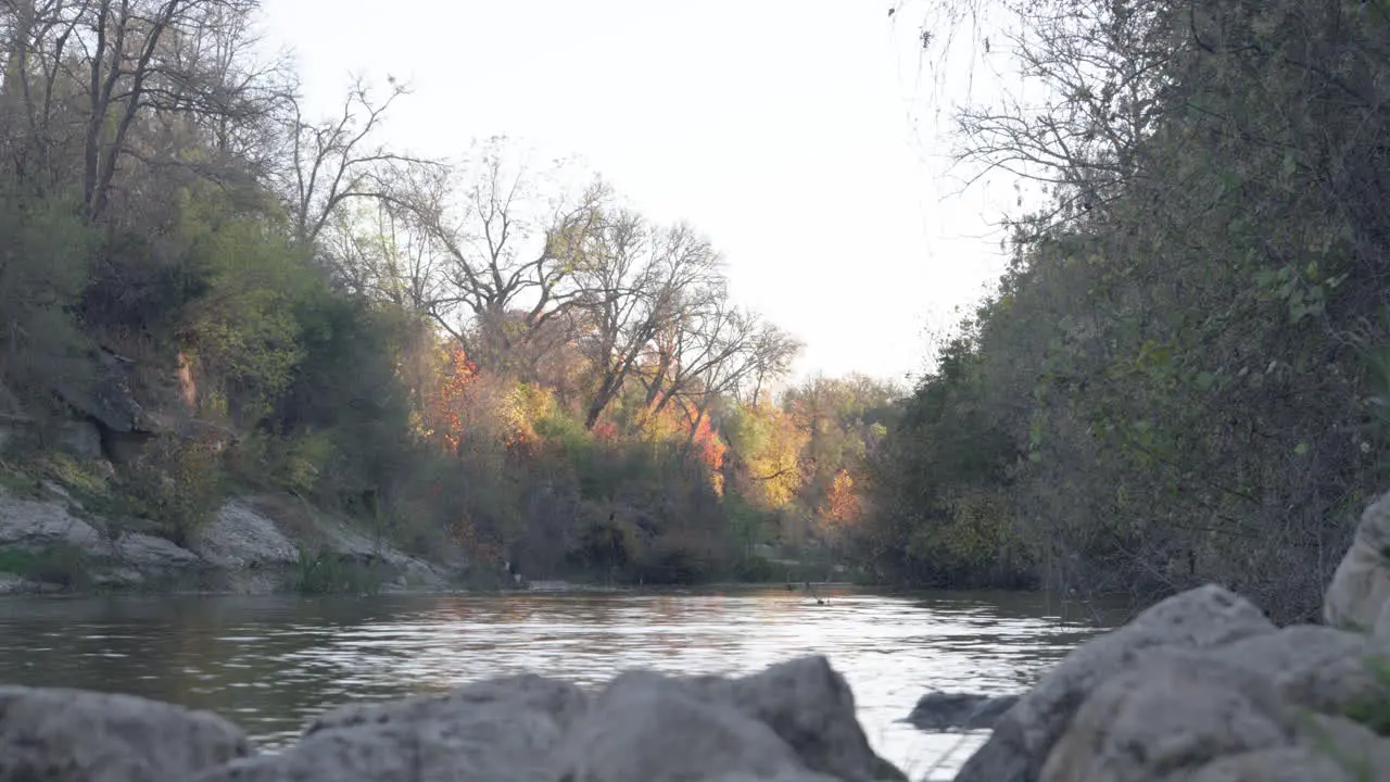 Beautiful natural river creek at sunset