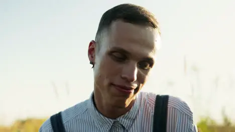 Young man talking outdoors