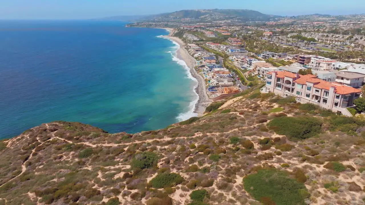 Flying Towards Dana Strands Beach And Waterfront Settlements In Dana Point California USA