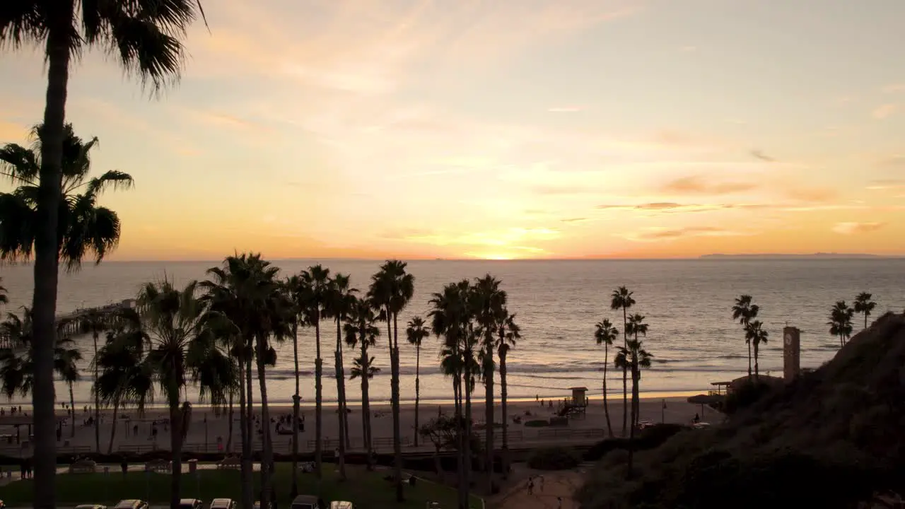 West Coast Pacific Ocean Sunset on California Beach Aerial