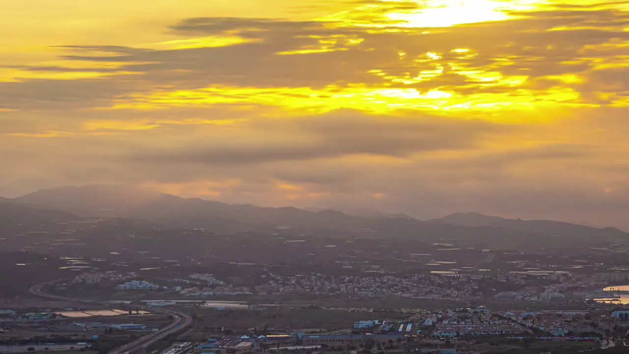 Malaga sunset landscape sundown time-lapse Spanish golden hour clouds