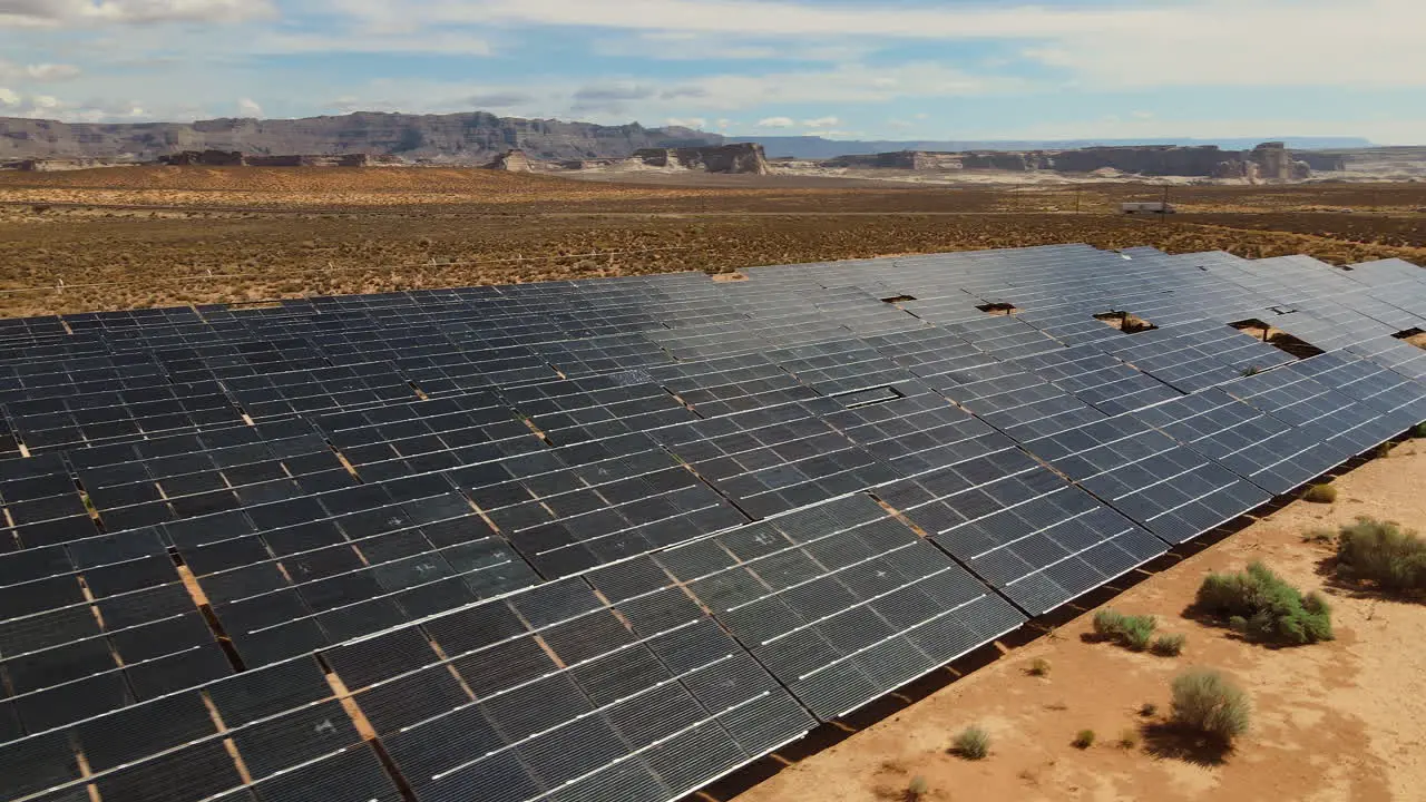 Drone's aerial view of green energy production in Utah's desert