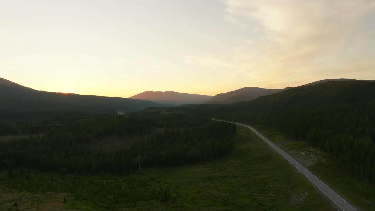 Route E6 With Midnight Sun During The Summer In Northern Norway Europe