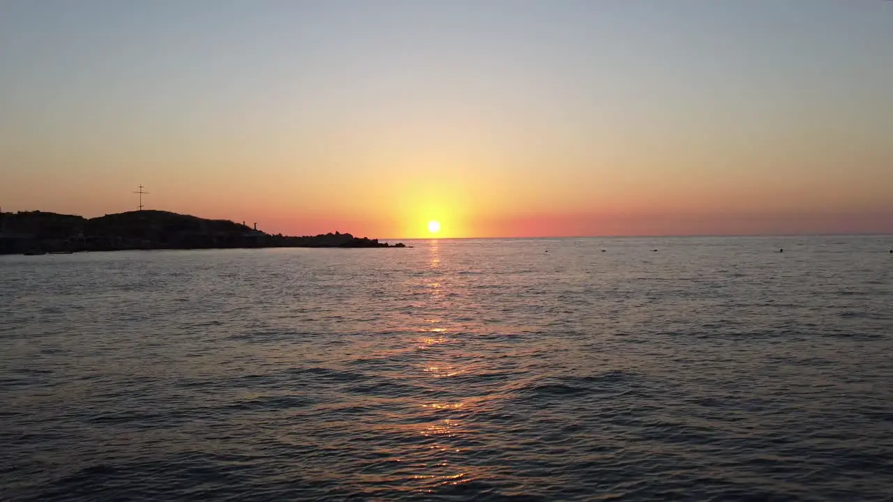 Tranquil Sunset Scenery On Mediterranean Sea In Anfeh Lebanon aerial drone shot