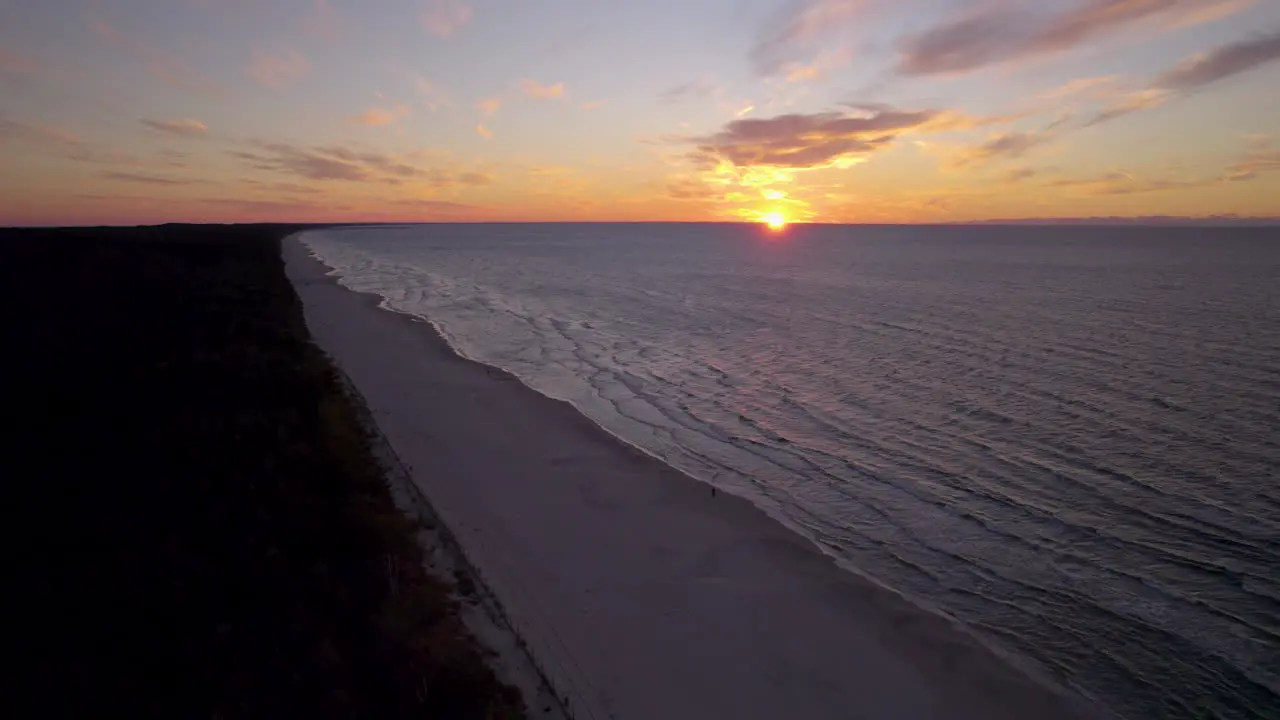 Sunset Over Baltic Sea Sun Bisk at Horizon