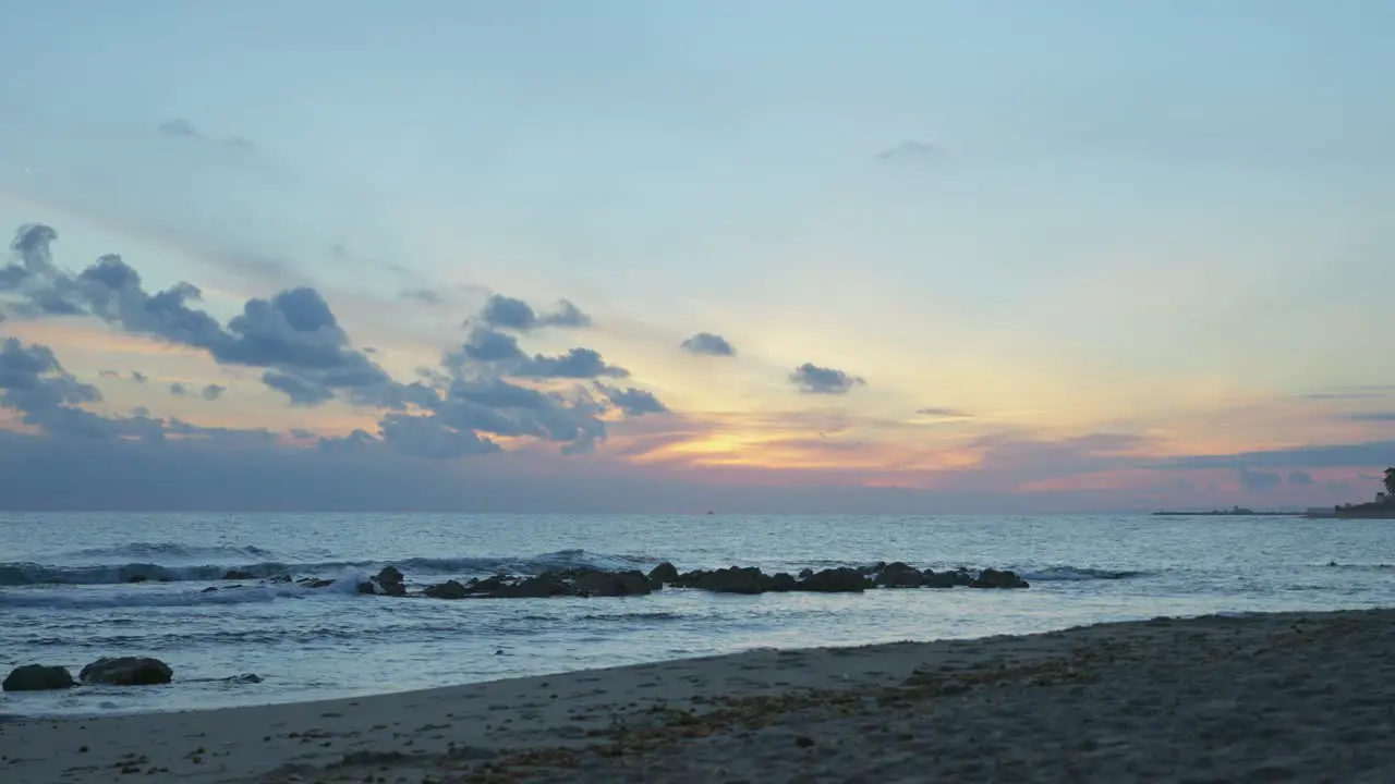 Dusk at an empty beach near Marbella Spain