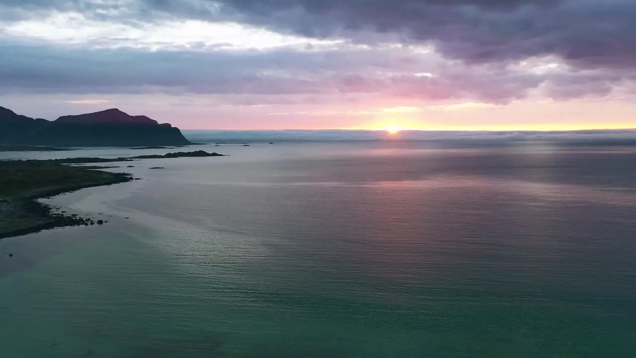 Sun setting on the Lofoten islands during late summer