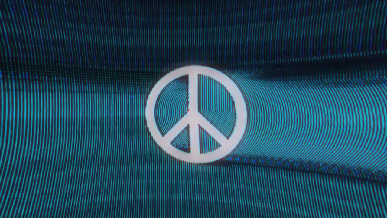 Peace Sign Analog Glitch Retro Texture Pattern Animation