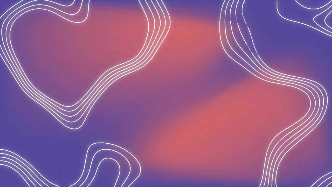 Animation of white contour lines moving over orange and purple blurred background