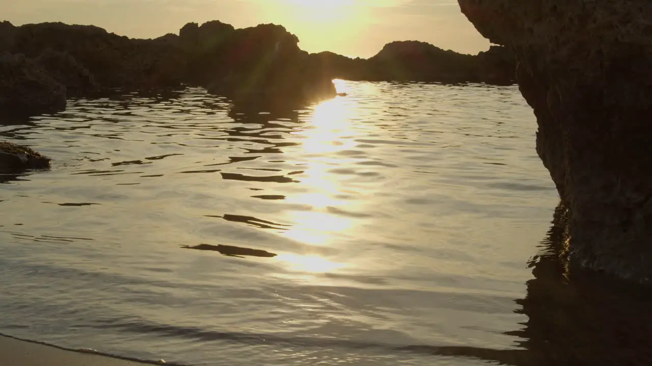 Golden Hour Sun Reflecting on Ripples of Mediterranean Sea in Cyprus