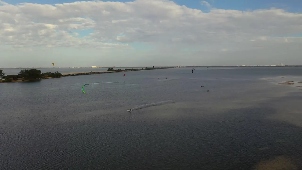 Kite surfers on Tamp Bay in Florida