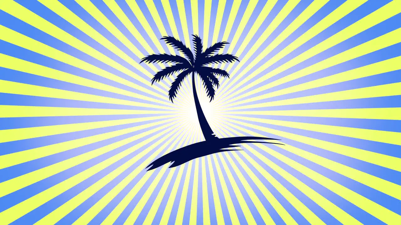 Summer tropical palm and sun on rays pattern