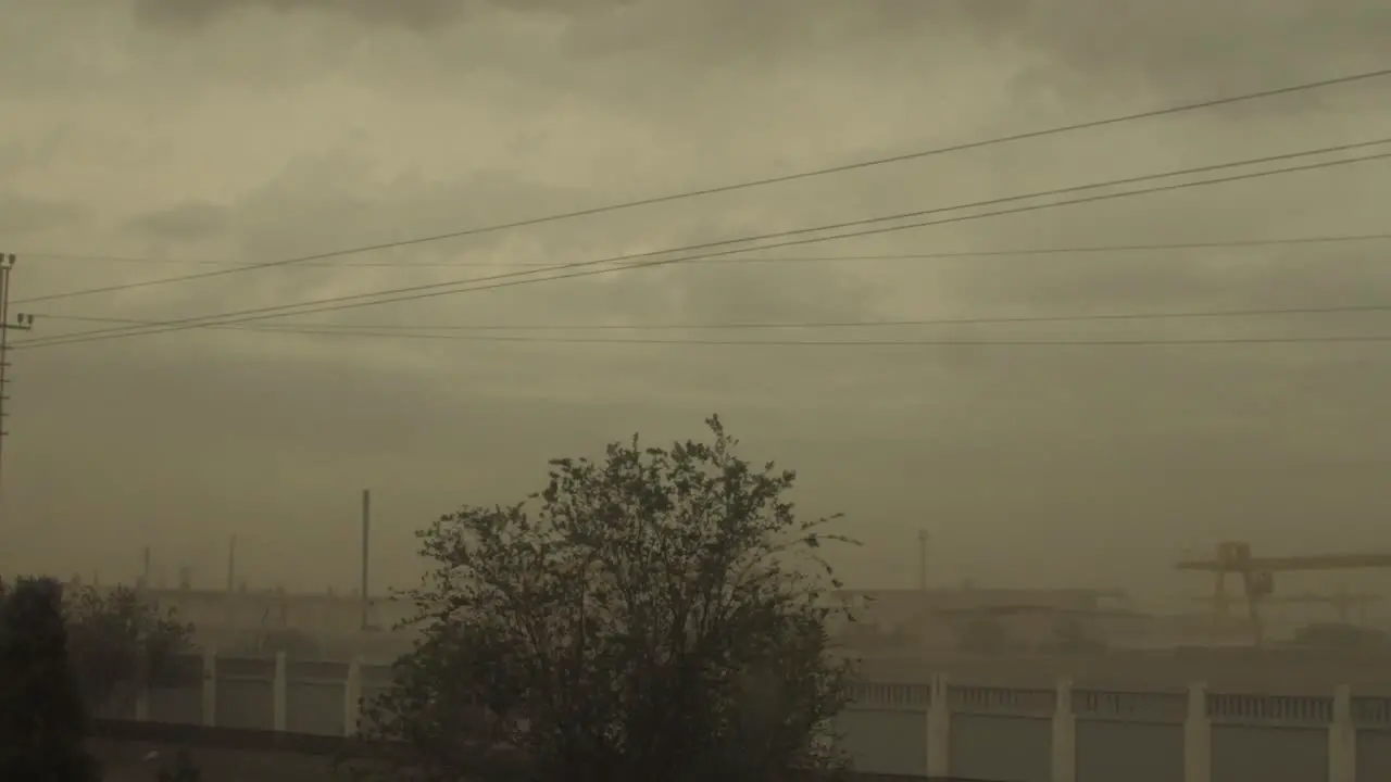 Dust Storm in Desert Town