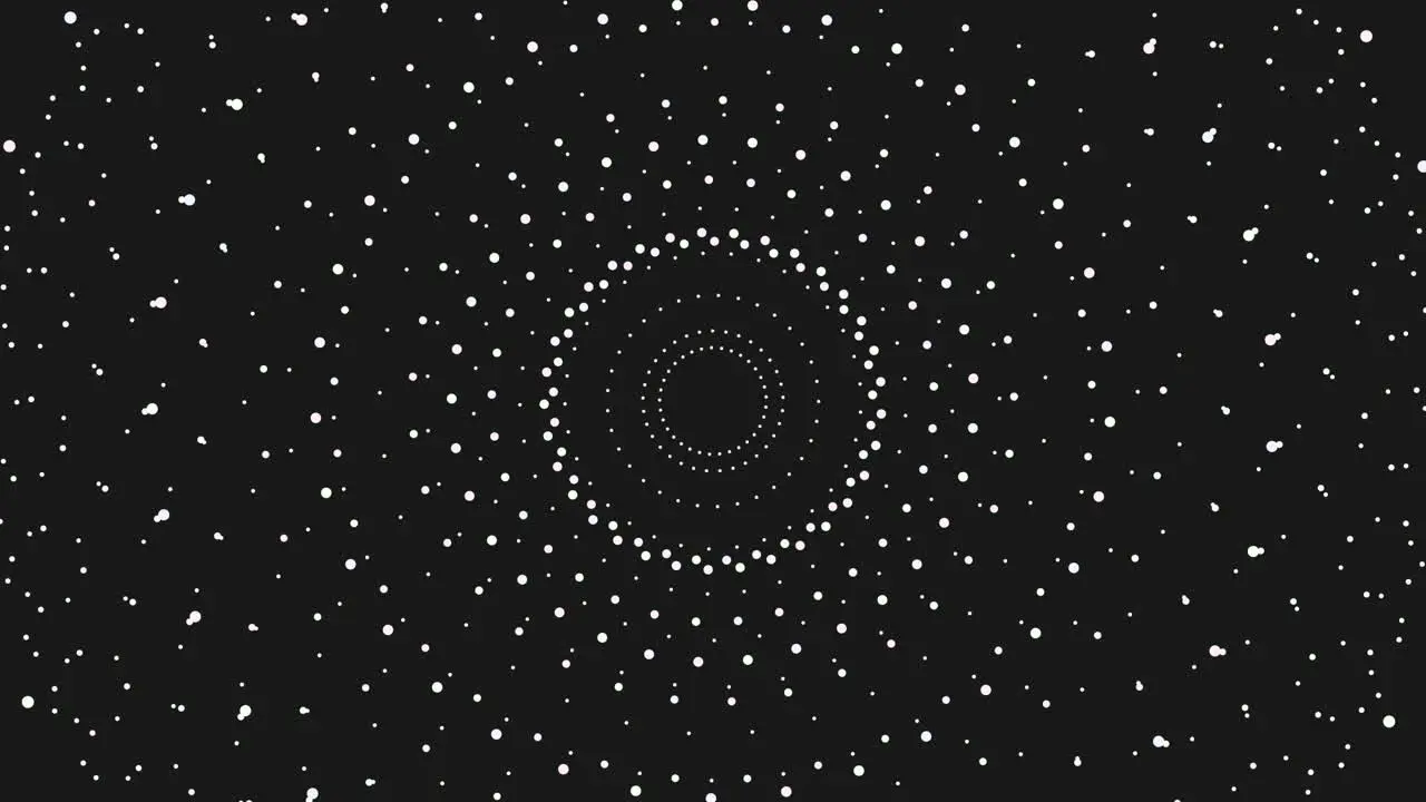 Symmetrical circles intricate white dot pattern on black background