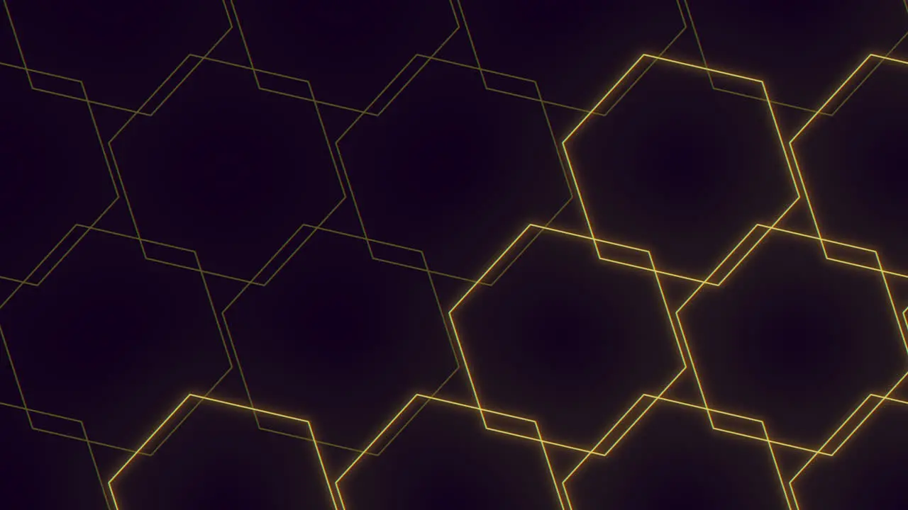 Bright and modern hexagonal yellow line pattern on black background