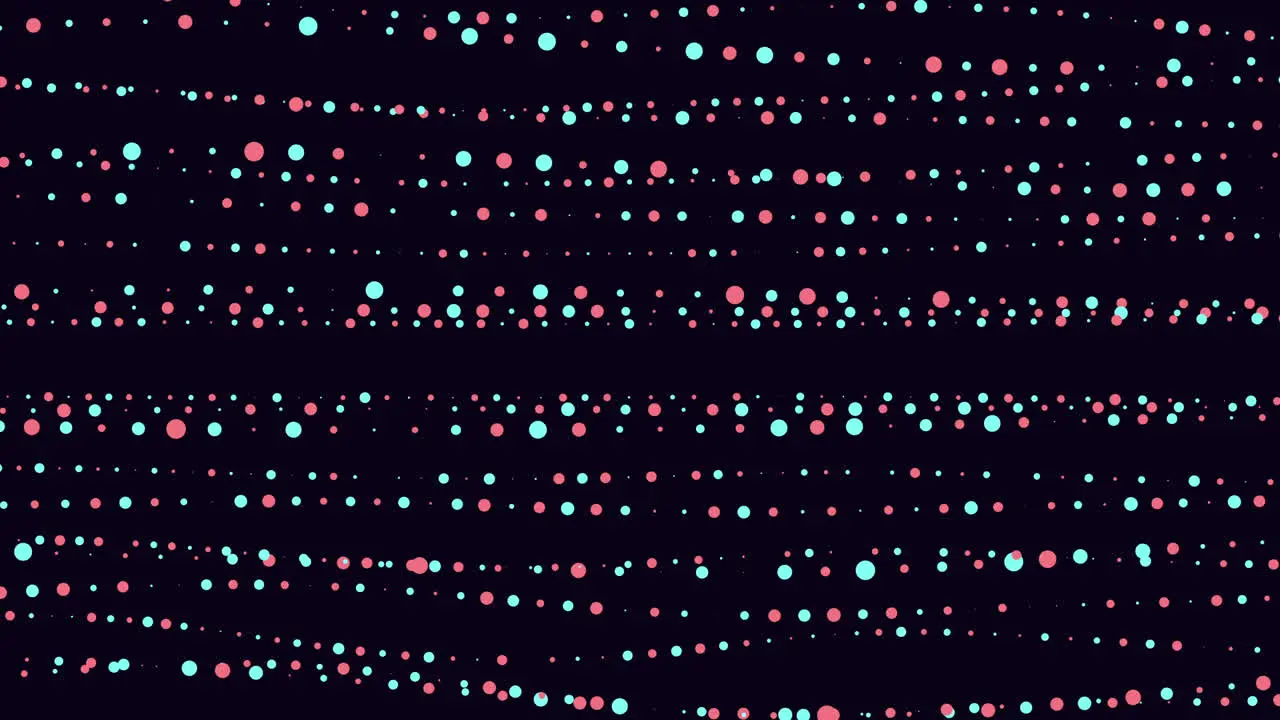 Vibrant red and blue dot zigzag pattern on black background