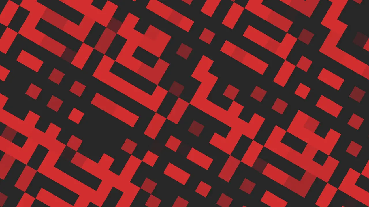 Geometric red and black square pattern with overlapping grid design