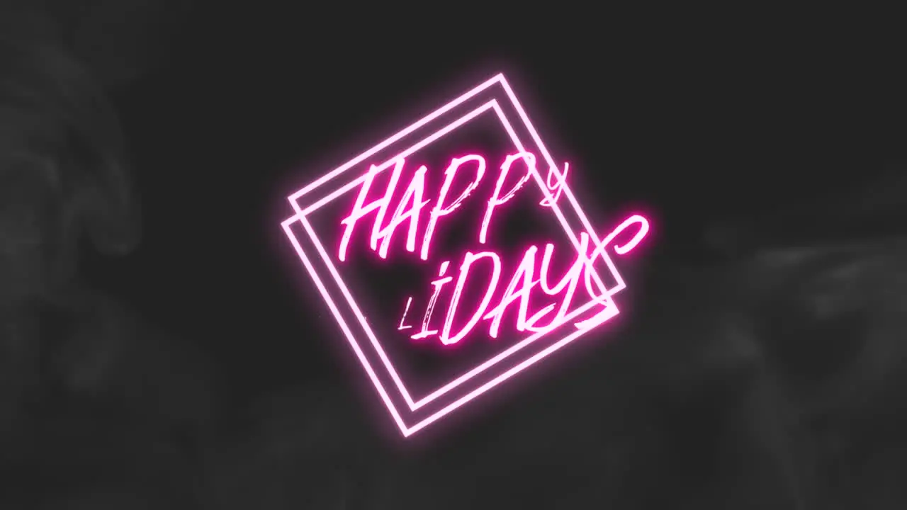 Neon Red Squares & Smoke Enrich Happy Holidays Design