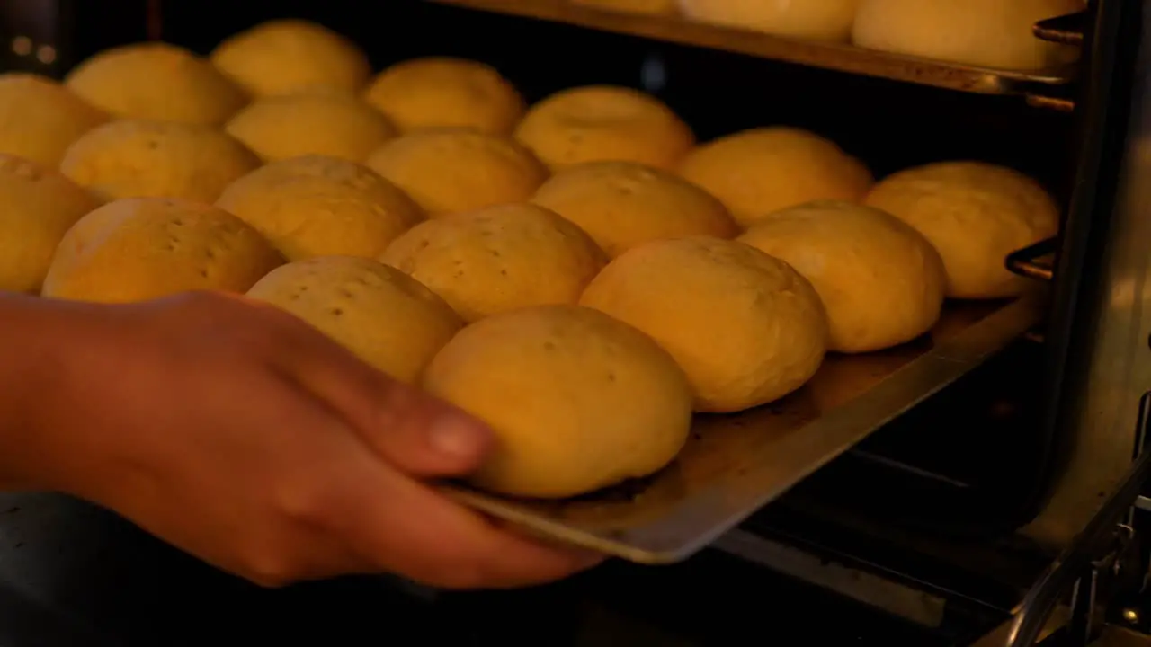 tray full of fermented homemade kneaded bread ready to be baked