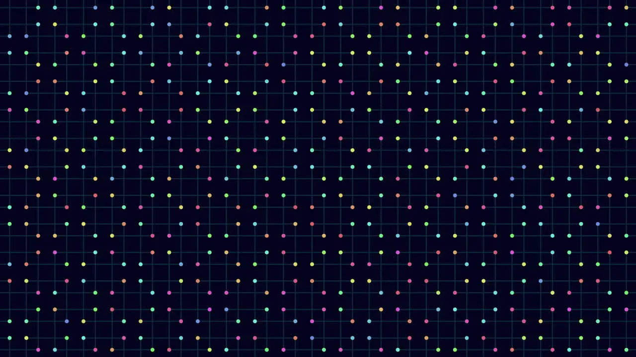 Colorful grid of dots on black background